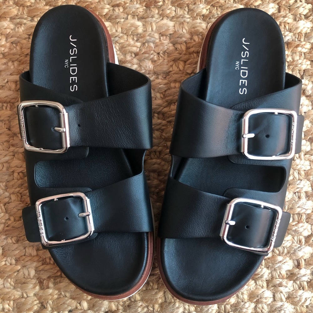 New: J Slides Bowie Leather Double Band Sandal. Size 9 - Picture 5 of 14